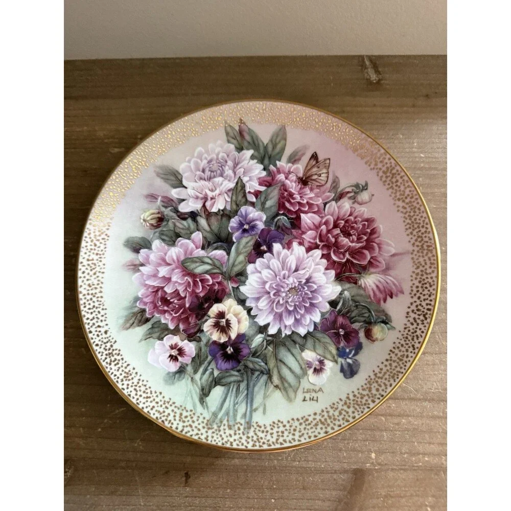 Vintage 1992 Symphony of Shimmering Beauty Lena Liu China set Of 4 Cottagecore